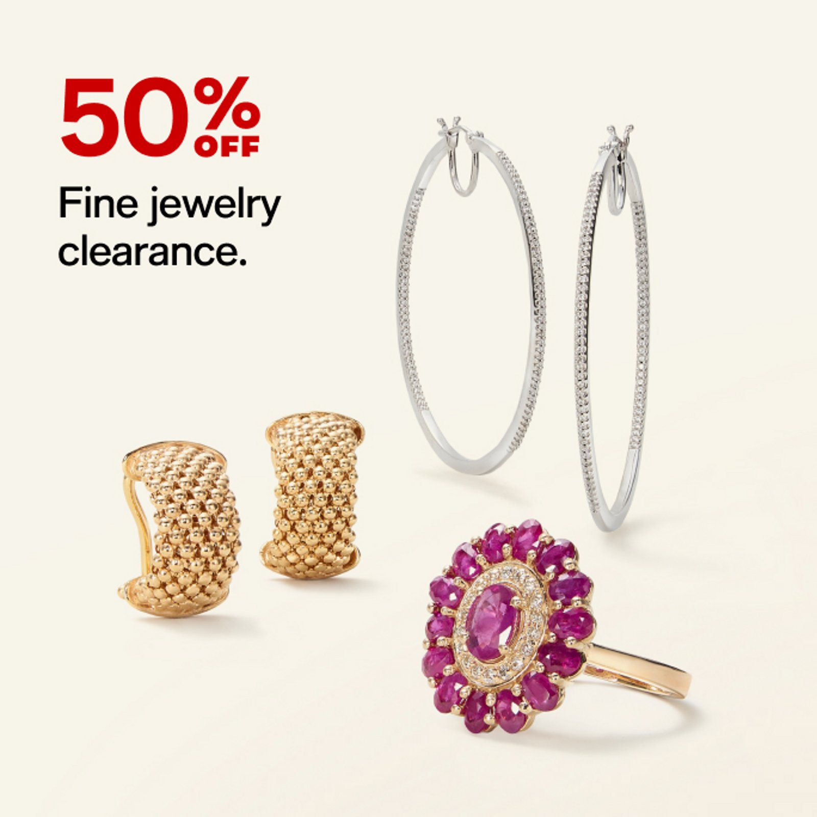 50% off Fine Jewlery Clearance