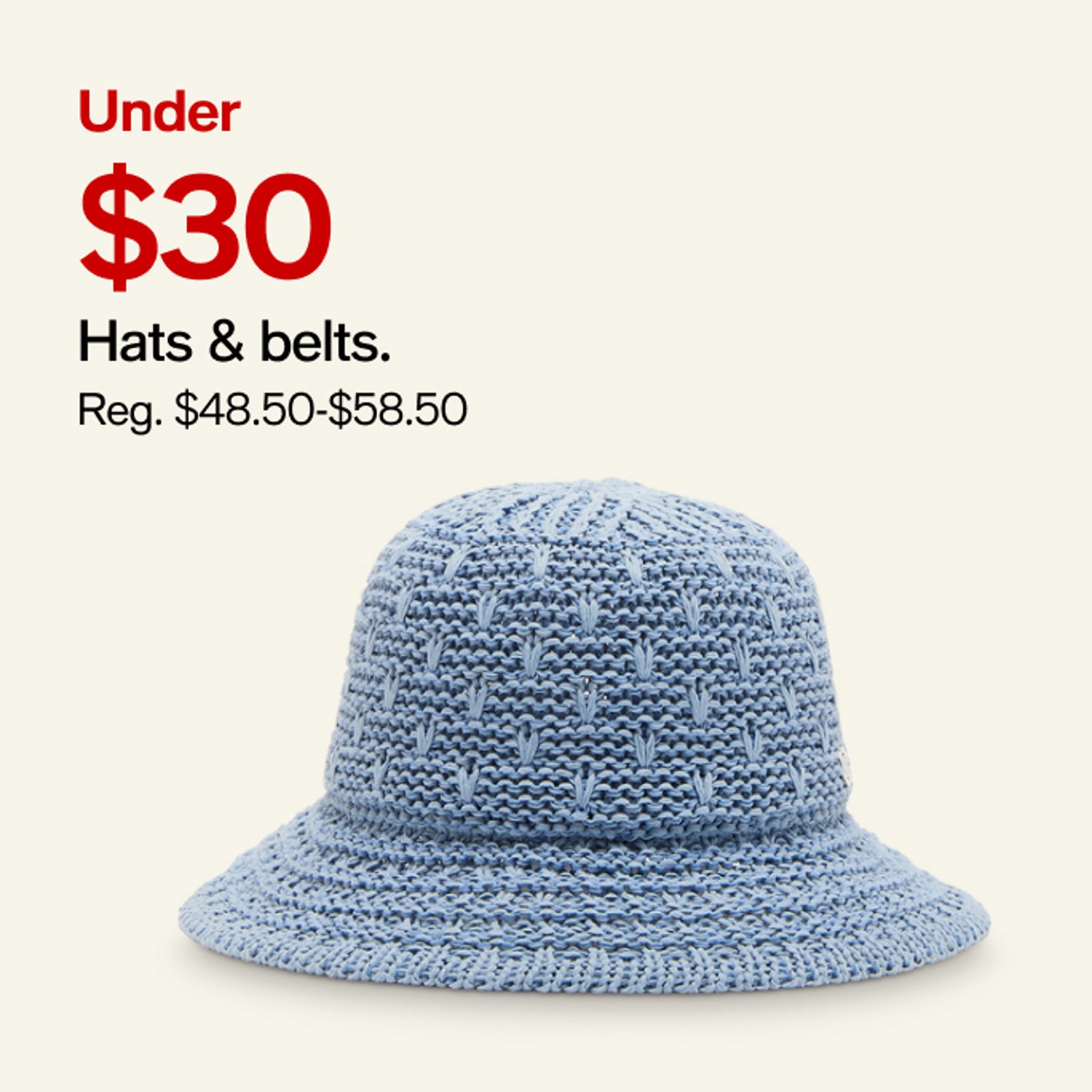 under $30 hats & belts