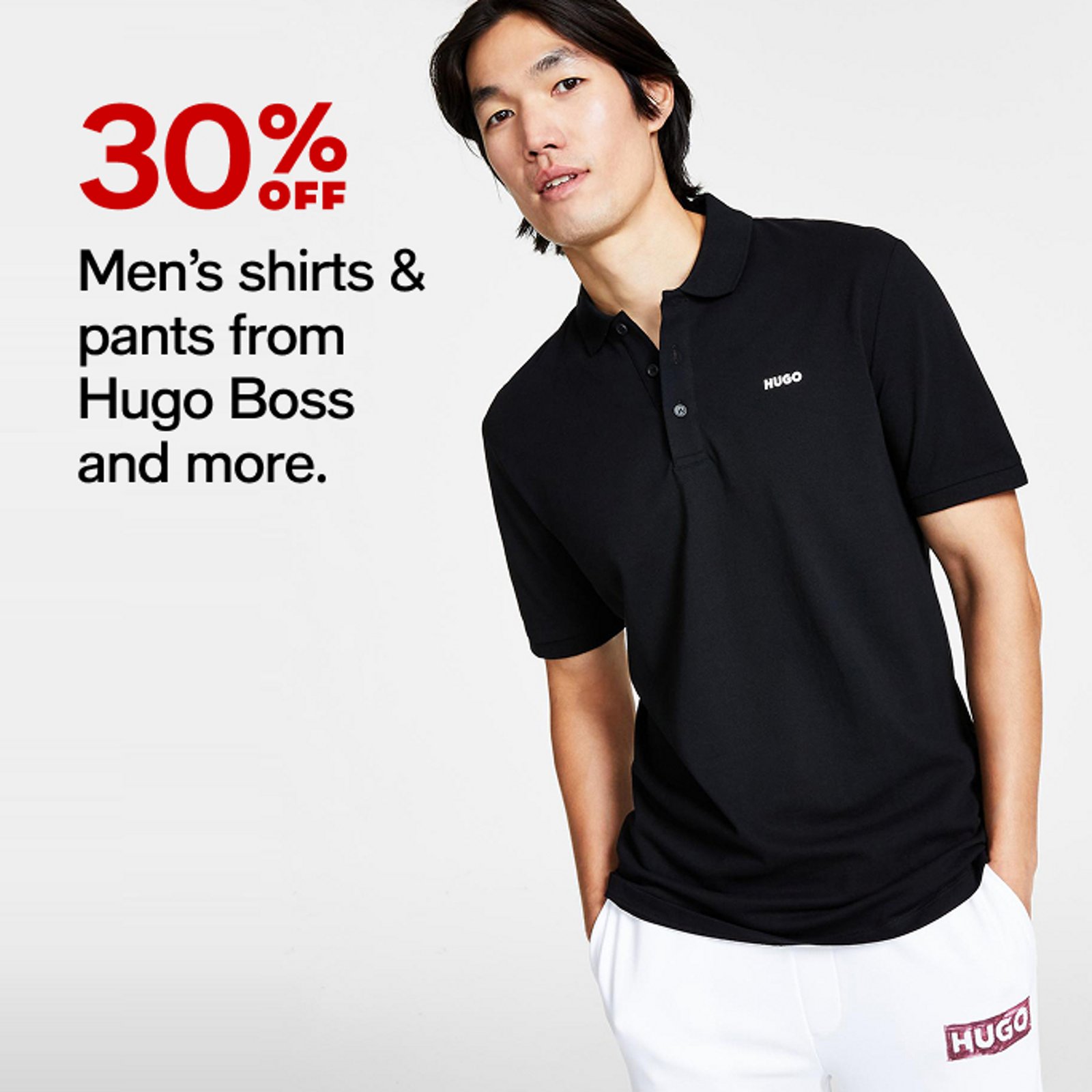 30% off Men's shirts pants from hugo boss