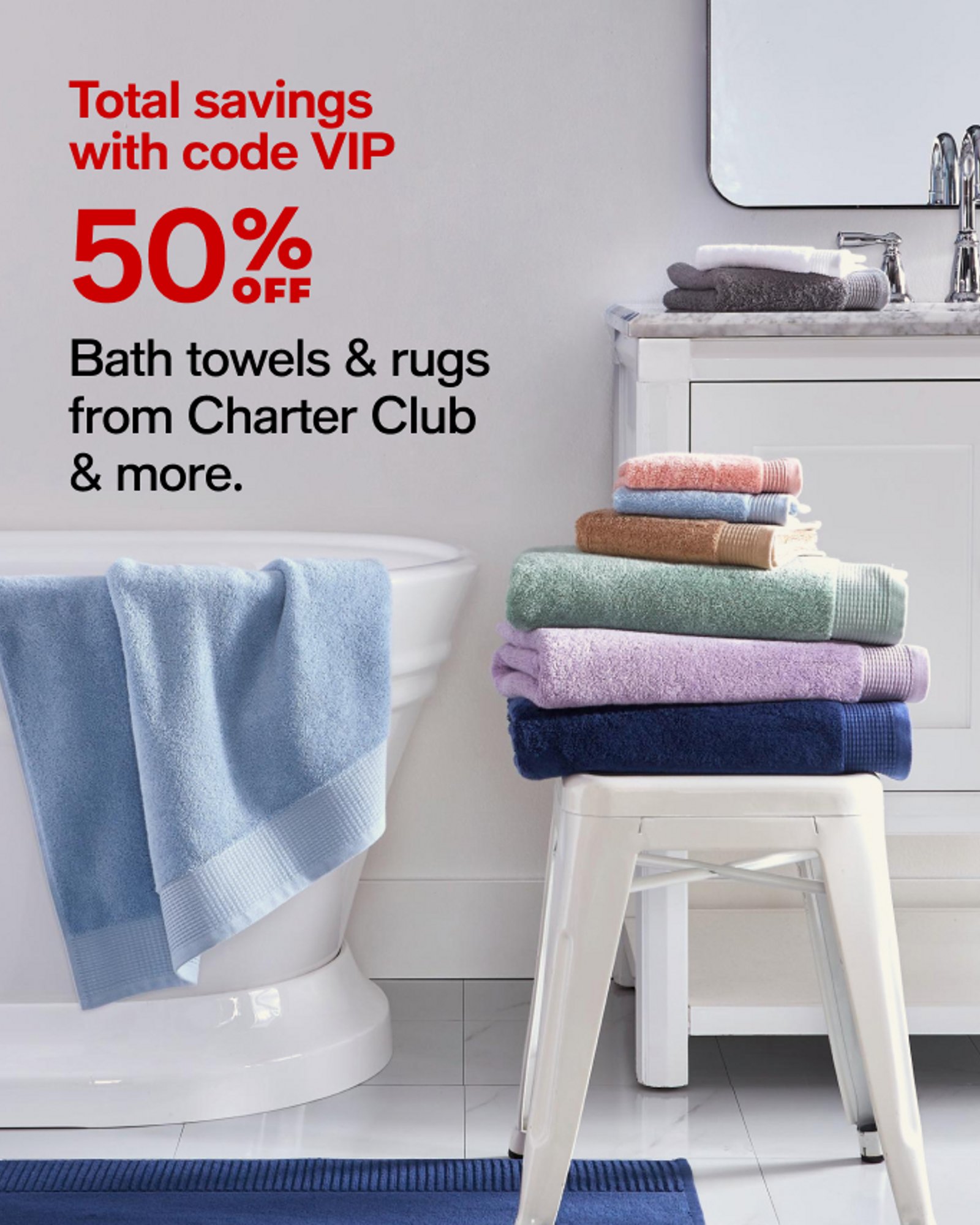 50% OFF Bath towels rugs from Charter Club